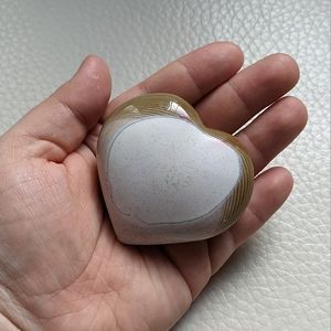 Unusual White and Swamp Green Sea Jasper Puffy Heart Palm Stone
